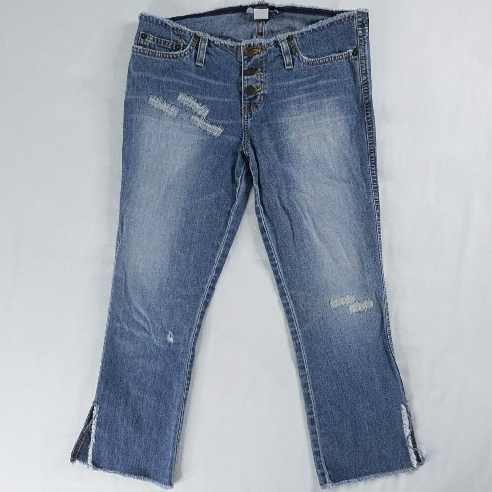 Y2k Abercrombie & Fitch Low Rise Raw Hem Bleached Distressed Denim Capris